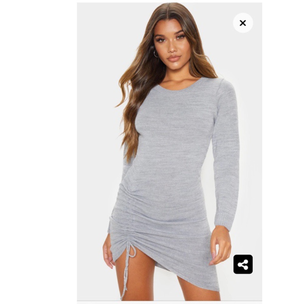 GREY LONGSLEEVE MINI DRESS